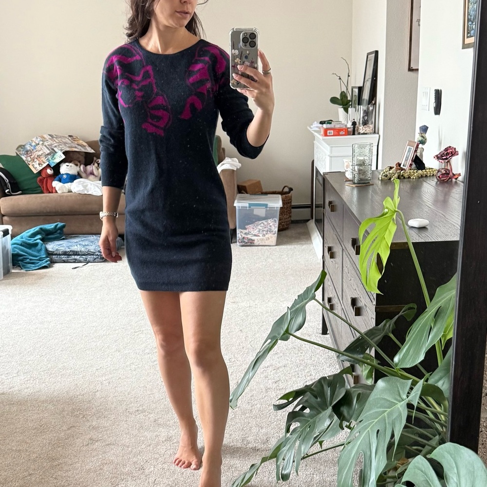 Sonia Rykiel Navy and Fuchsia Sweater